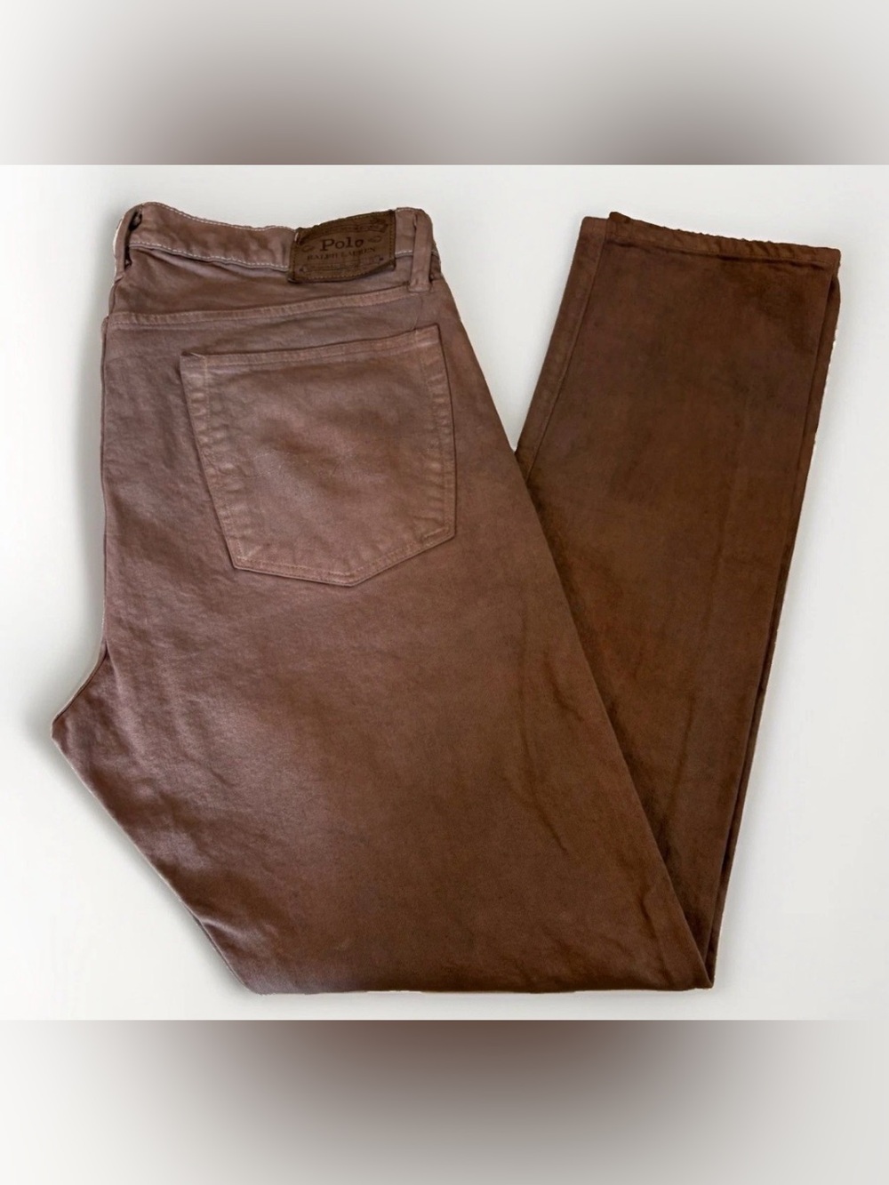 Polo Ralph Lauren Skinny Jeans Brown Preppy Size 36x32 Y2K Straight Leg